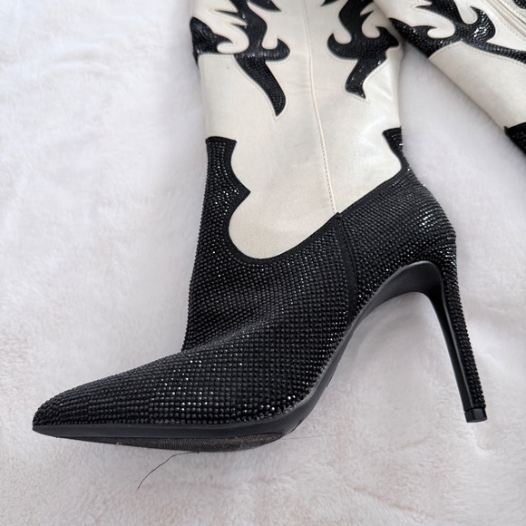 INC Womens Iresa Embellished Cowboy, Western Boots Ivory - Picture 4 of 9